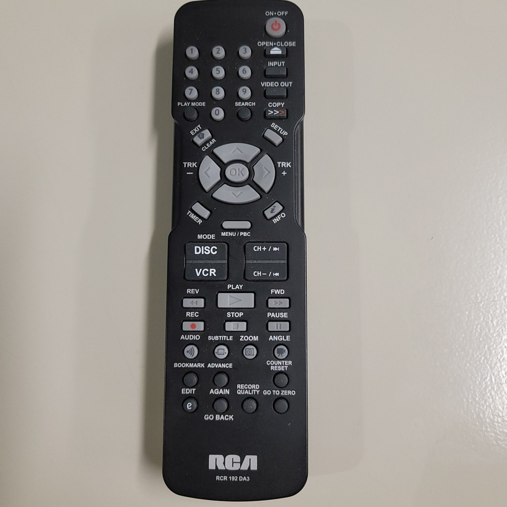 RCA DVD VCR COMBO HOME‎ THEATRE REMOTE CONTROL RCR-192DA3